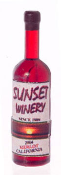 Dollhouse Miniature Sunset Red Wine Bottle